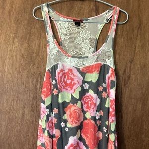Rose floral lace tank